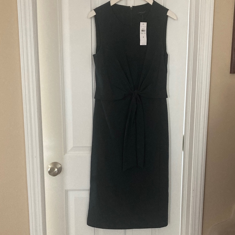 AT Wrap Green dark (forest ) Sleeveless Midi Dress with Front Knot, size -2